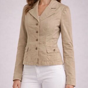 D&G Dolce & Gabbana Cropped Utility Jacket Beige Military Style
